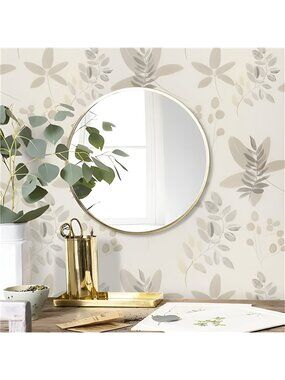17.3''x78.7''Grey Floral Wallpaper Peel and Stick Wallpaper